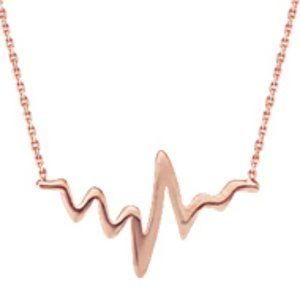 Sterling Silver Rose Gold Heartbeat Pulse Necklace